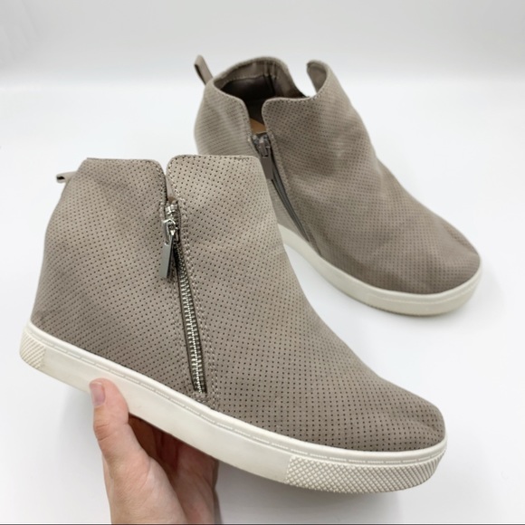 torrid Shoes - Torrid Grey Faux Suede Perforated Wedge Sneaker Size 11 Wide